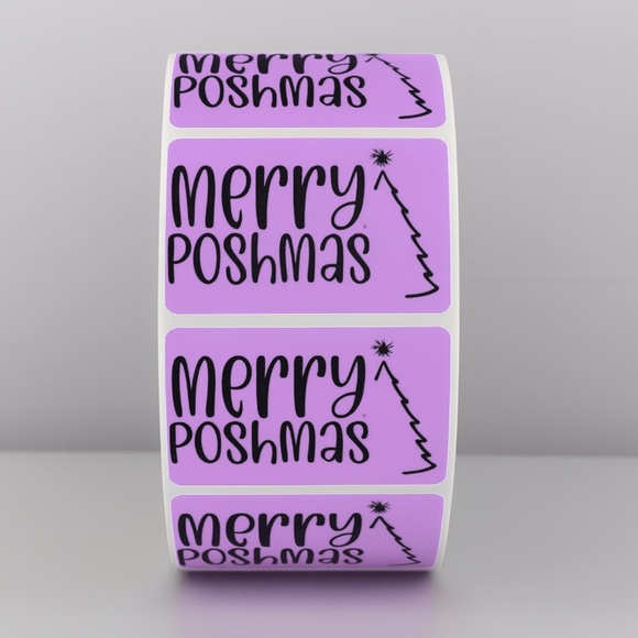 Merry Poshmas Stickers | Green Holiday Poshmark Christmas Packaging Labels - Picture 6 of 11